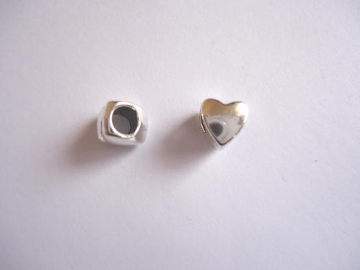 (image for) Silver heart large hole beads bag of (5) #BS810-S-28